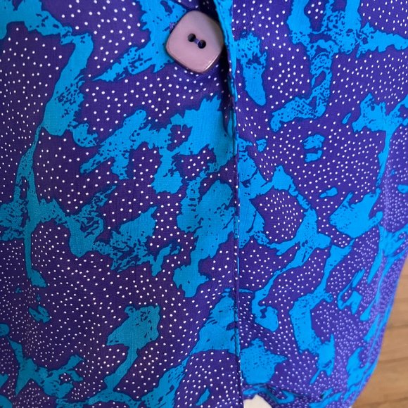 90's Funky Purple & Turquoise Lightweight Blazer - Size 16/Large - Picture 5 of 10